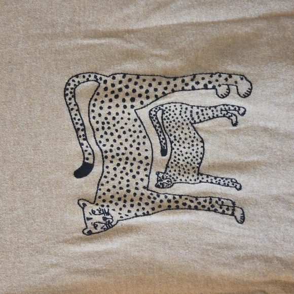 J. Crew Tan Sweater with Cheetah Print - Picture 2 of 5